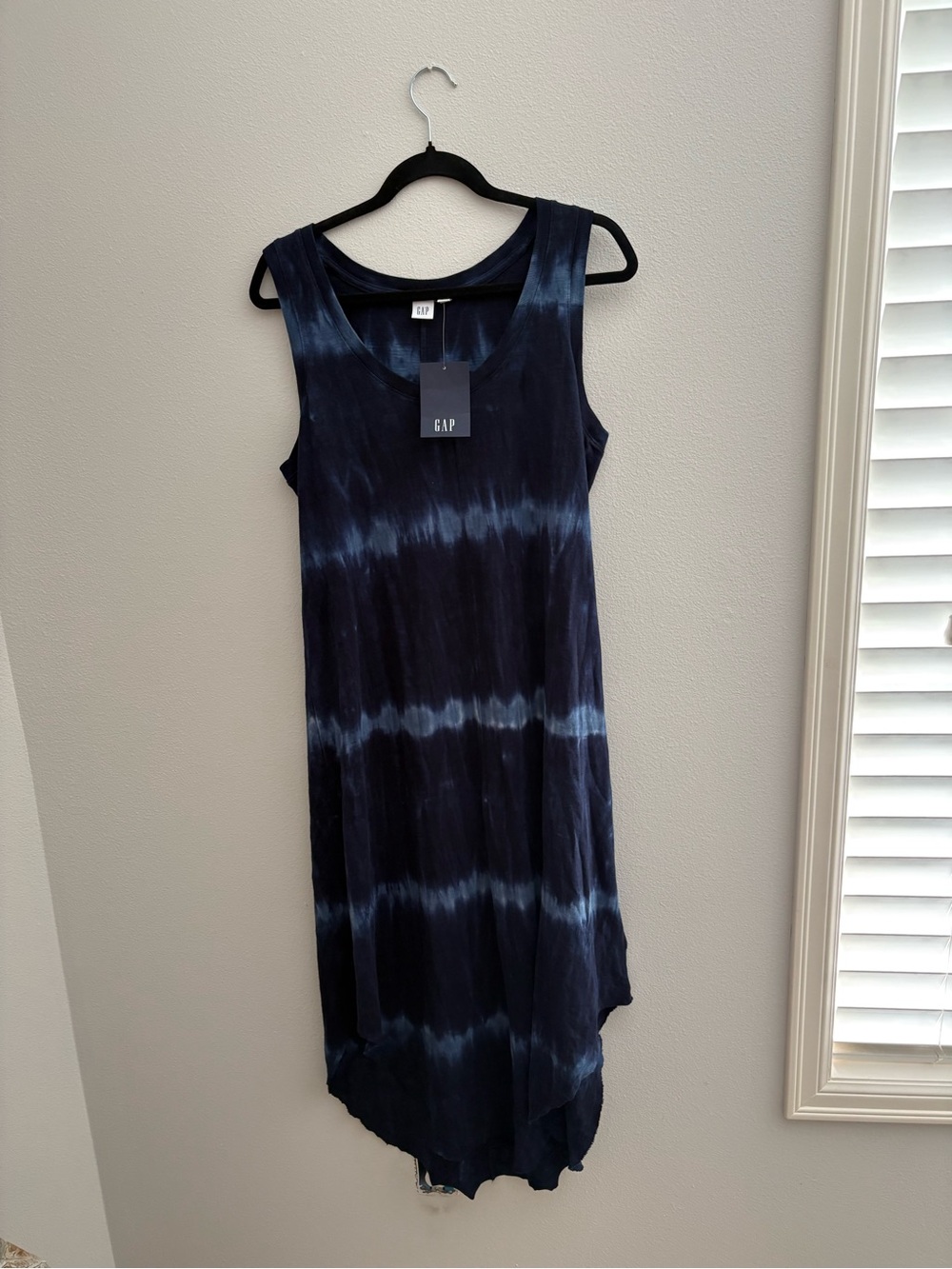 GAP Women's Navy Tie-Dye High-Low Sleeveless Dress